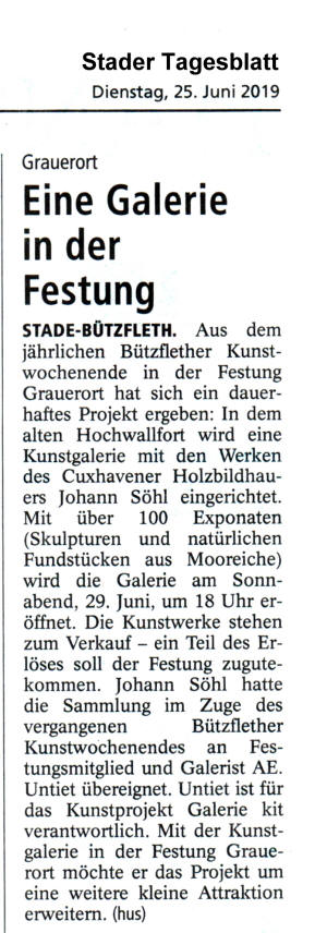 Kunstprojekt Galerie kit | AE.Untiet | Pressemeldung Stader Tagesblatt 2019